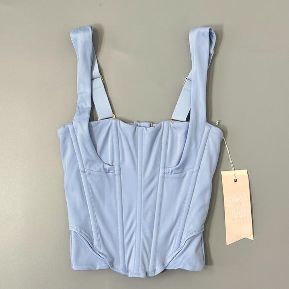 We Are HAH Knock Out Bustier Crop Top in Blue Periwinkle - Picture 4 of 7